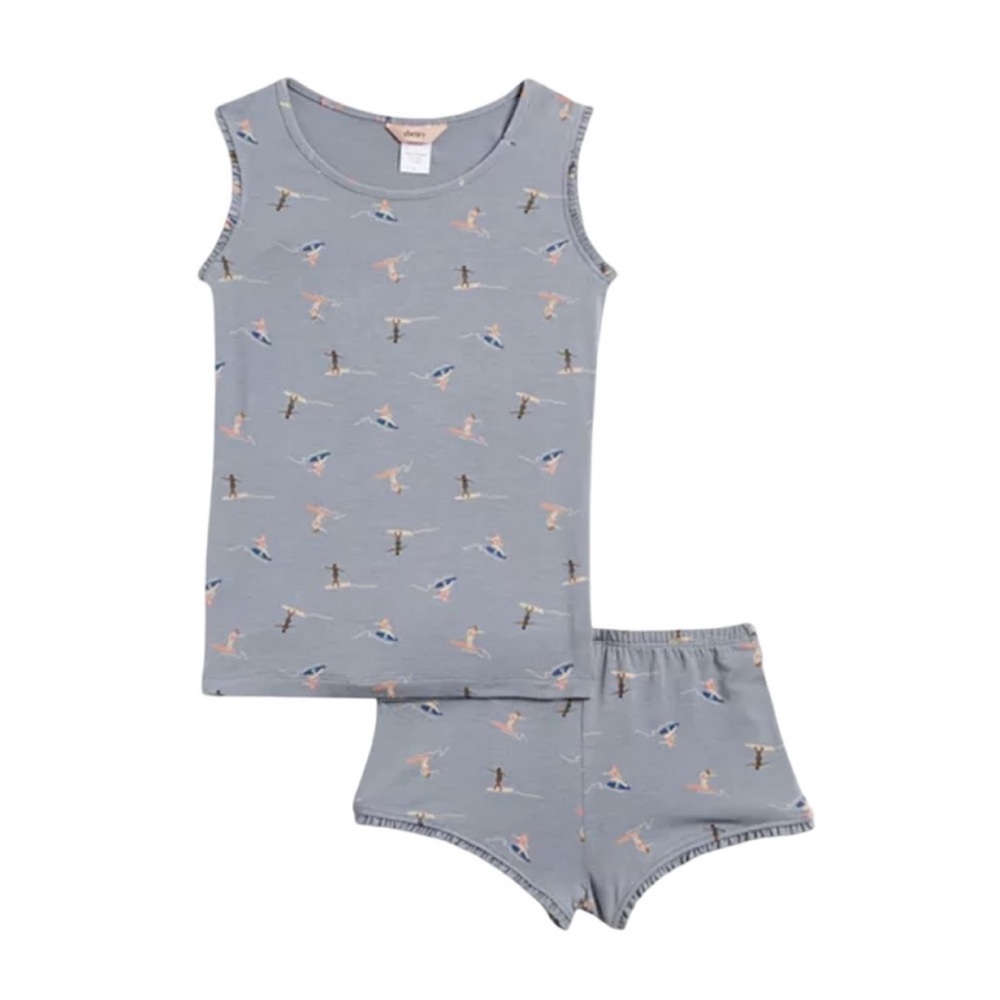 EBERJEY GIRLS GISELE SURFER PRINT PAJAMA SET